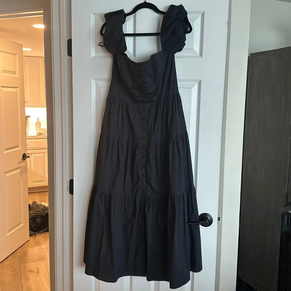 Staud Elio Black Off the Shoulder Dress Size 10 - Picture 5 of 8